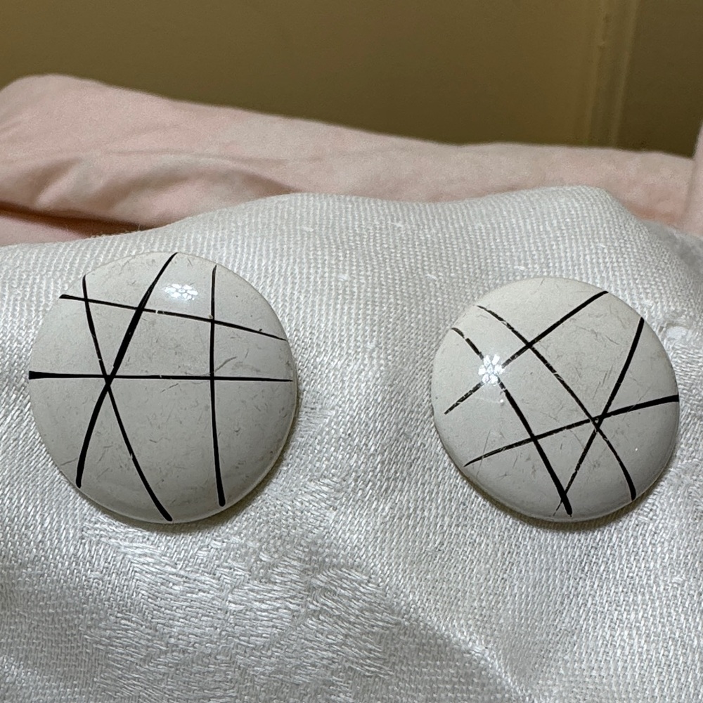 White and Black Geometric Earrings